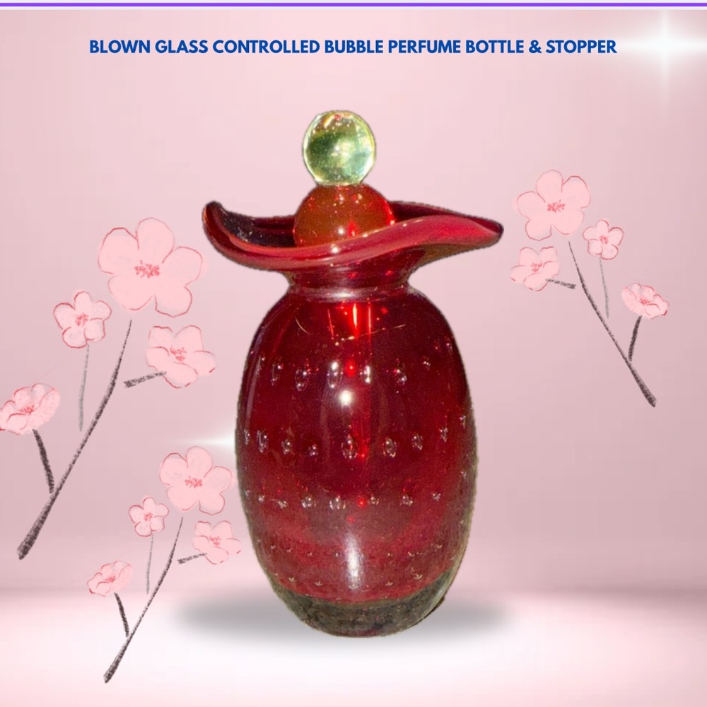 Blown Glass Controlled Bubble Sommerso Perfume Bottle With Stopper